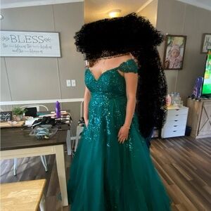 Emerald Green Off-Shoulder Gown
